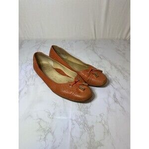 NURTURE Mayler Orange Peach Leather Snake Print SLIP-ON Ballet Flats 8.5M